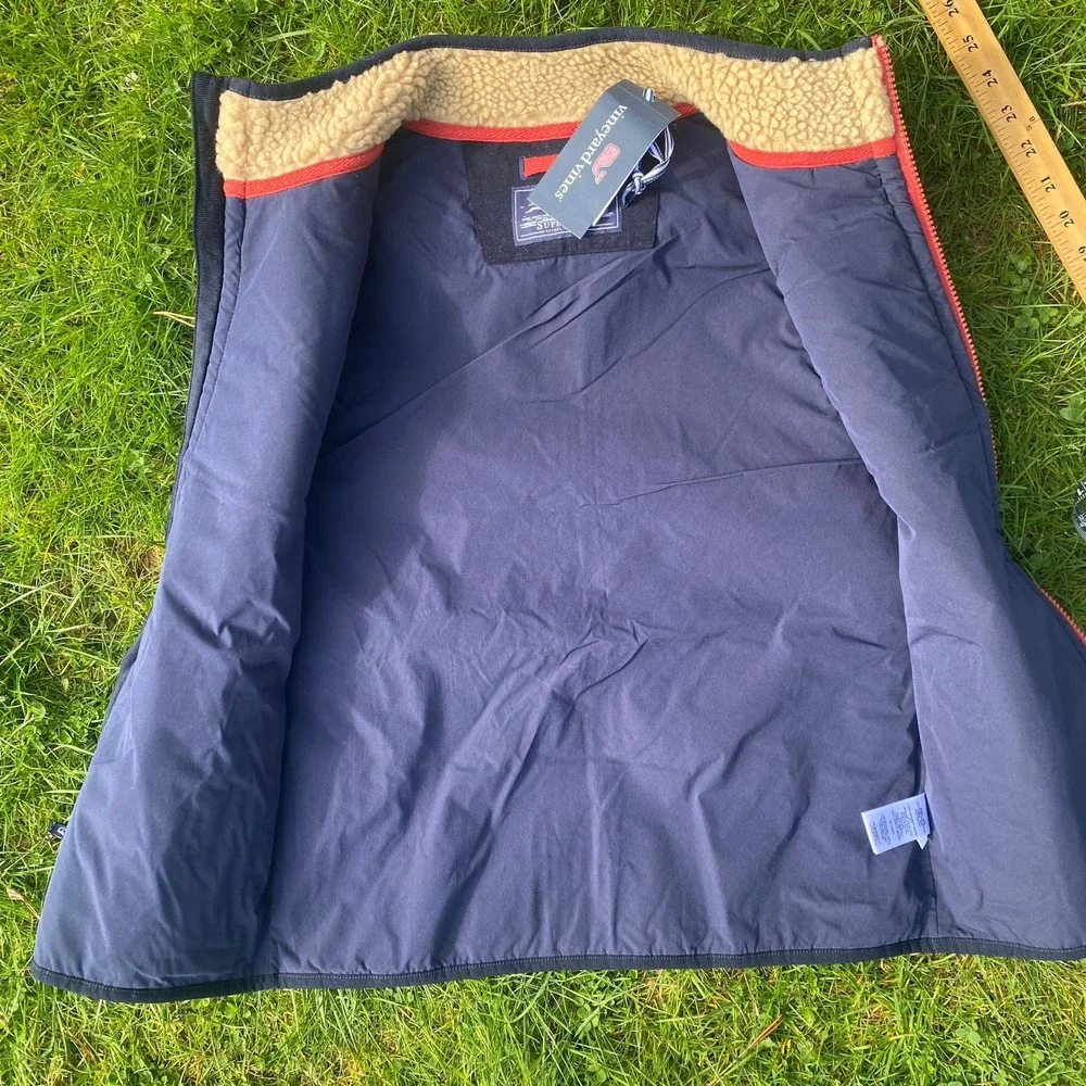 NWT Vineyard Vines Boys' Sherpa SuperShep Vest in Officer Khaki (Sz. M 10-12)